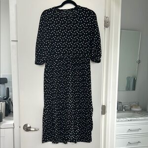 Zara Black and White Tiered Sundress with Puff Sleeves
